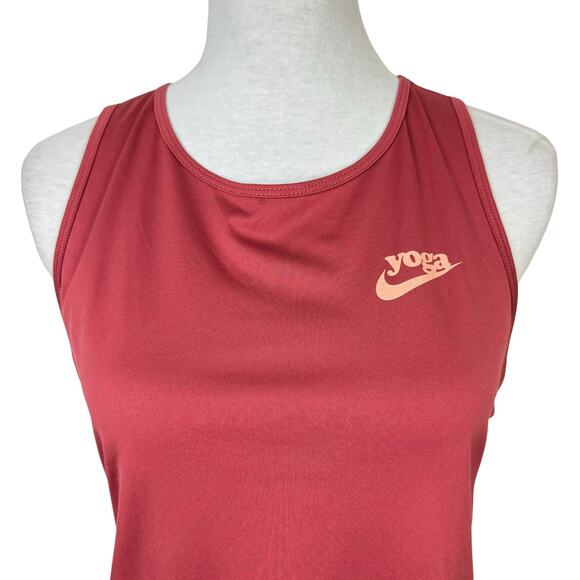 Nike Dri-Fit Terra Cotta Red Singlets Keyhole Training Yoga Athletic Tank Top - Picture 7 of 11